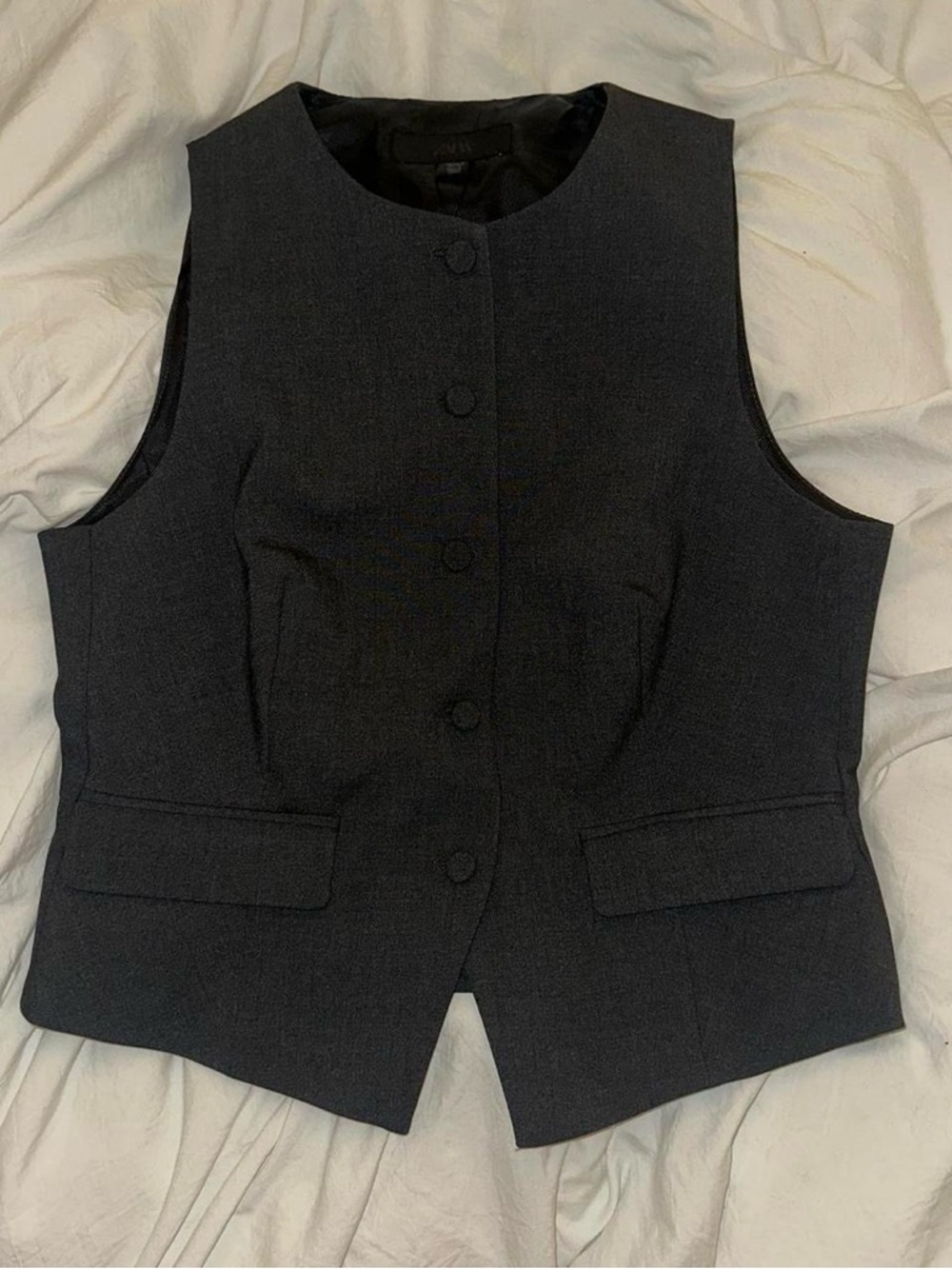 Zara Dark Gray Sleeveless Tailored Vest - Picture 3 of 6